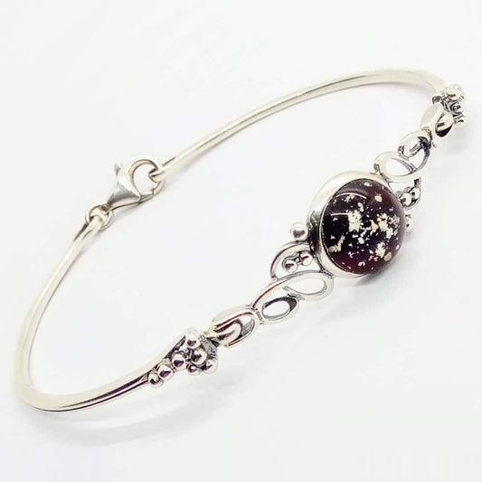 Ashes Glass Memorial Sterling Silver Ornate Bangle