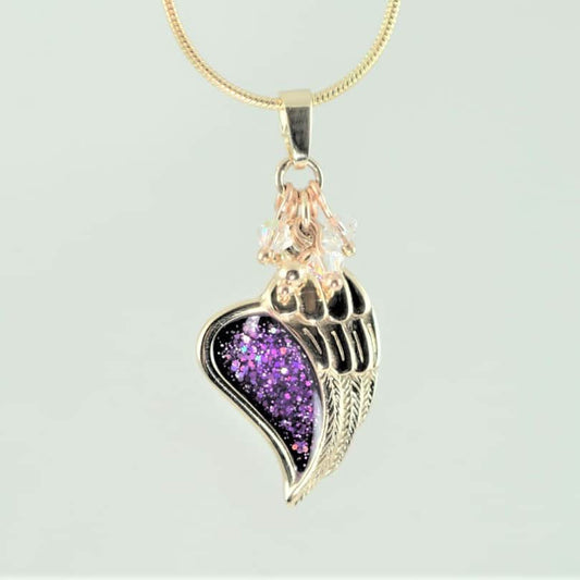 Heart and Angel Wing Memorial Starlight Necklace