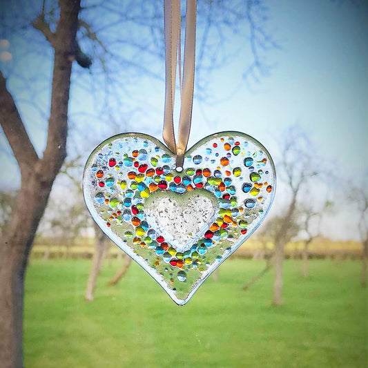 Memorial Heart Shaped Glass Sun-Catcher