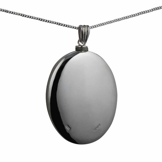 Silver Handmade Plain Oval Memorial self fill locket for ashes. 45x35mm. self fill cremation ashes necklace, ashes jewellery, ashes keepsakes, pets ashes, handmade in uk memorial jewellery, hidden ashes, self fill ashesurn pendant, trusted uk jewellery, premium quality, best self fill ashes jewellery, ashes pendant, sterling silver, unique, engraved, personalised