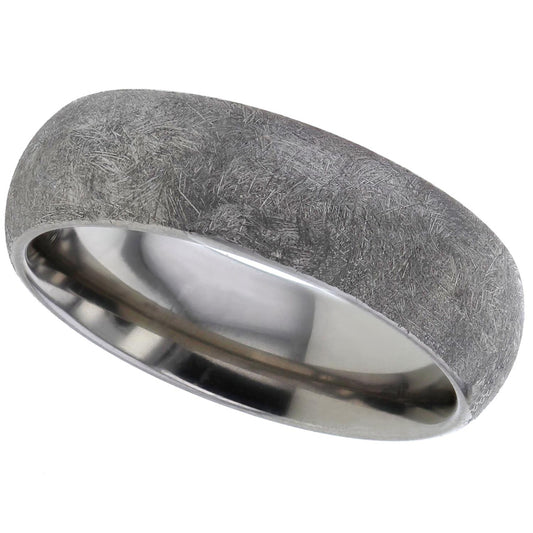 Grey wire brushed ring for ashes on a white background