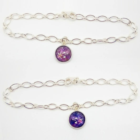 Sterling Silver Ashes Glass Charm Bracelet