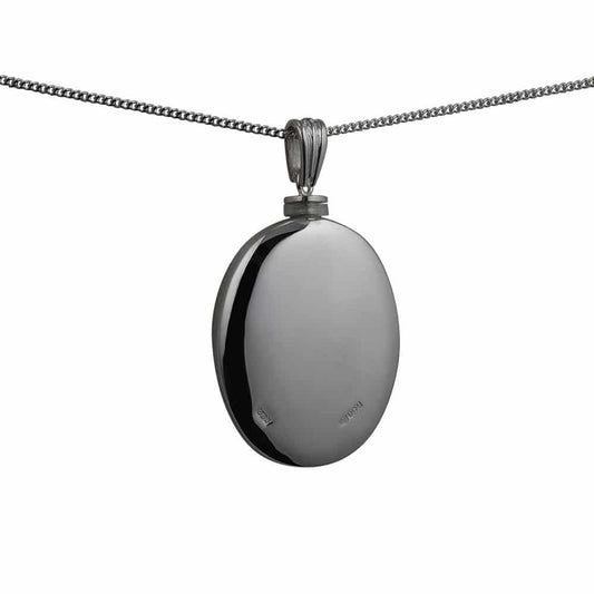 Silver Handmade Oval Full Hand Engraved Memorial Locket. 35x26mm