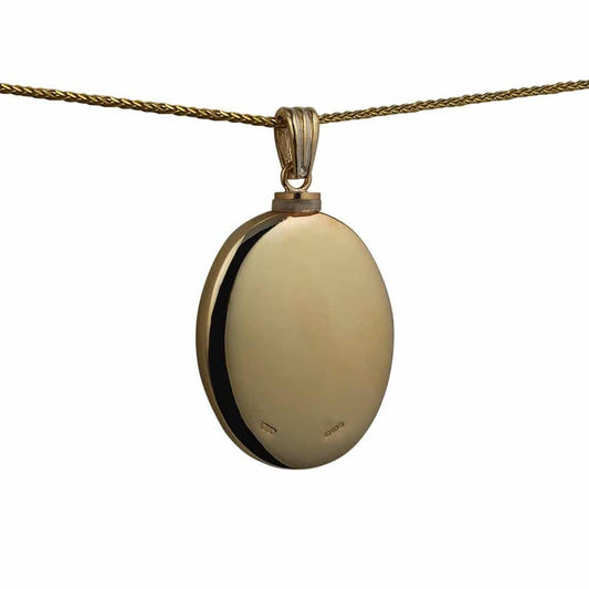 9ct Gold Handmade Plain Oval Memorial Locket. 35x26mm