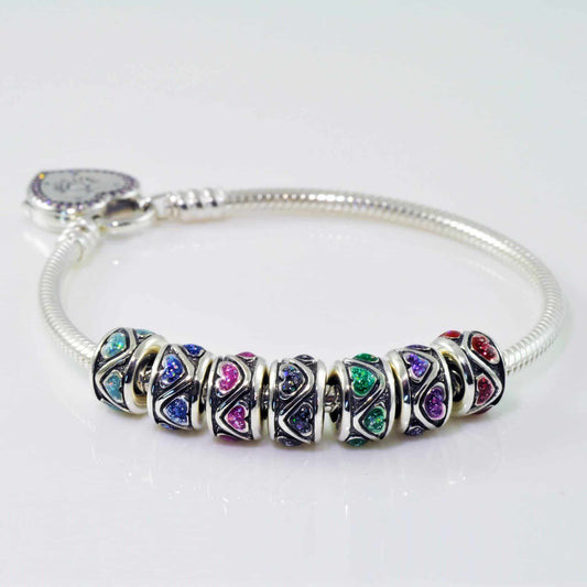 Sterling Silver Heart-Inlaid Stopper Charm