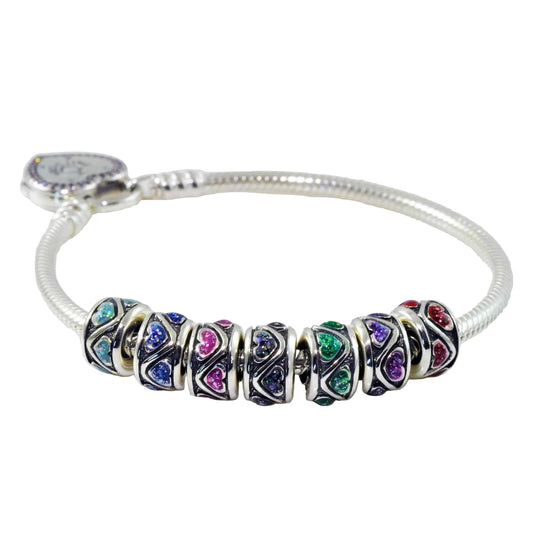 Sterling Silver Heart-Inlaid Stopper Charm