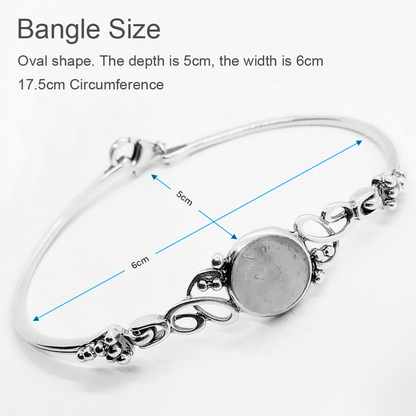 Ashes Glass Memorial Sterling Silver Ornate Bangle