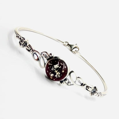 Ashes Glass Memorial Sterling Silver Ornate Bangle