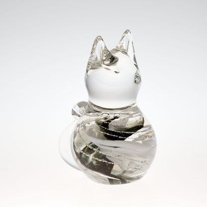 Memorial Glass Cat Paperweight for Ashes