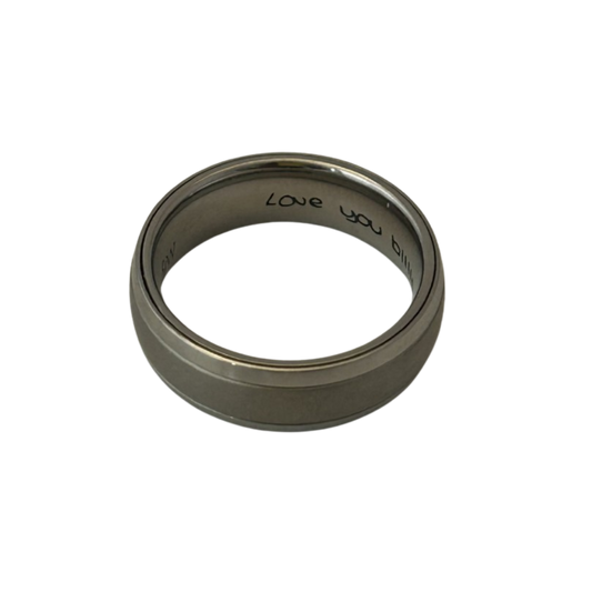 Classic Satin Titanium Memorial Ring with Polished Edges