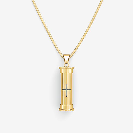 Gold-Plated Silver Cross Memory Pendant Capsule