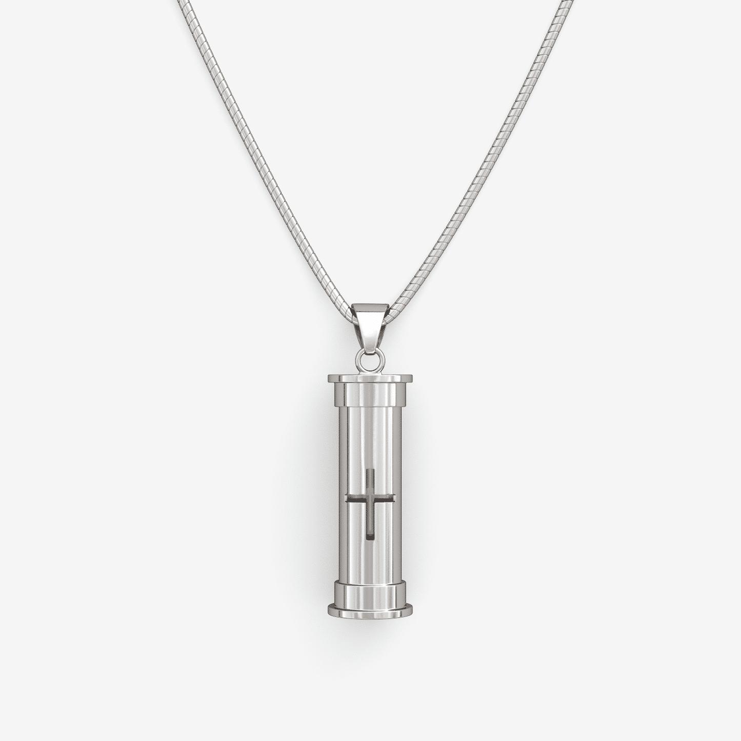 Cross Memory Pedant Capsule silver self-fill urn pendant for ashes, cross, handmade in uk, Ashes visible self fill urn necklace, ashes jewellery, ashes keepsakes, pets ashes, handmade in uk memorial jewellery, visible ashes, cross, crucifix  self fill urn pendant, trusted uk jewellery, premium quality, best self fill ashes jewellery, cylindrical urn, cylindrical ashes pendant, sterling silver, unique, engraved, personalised