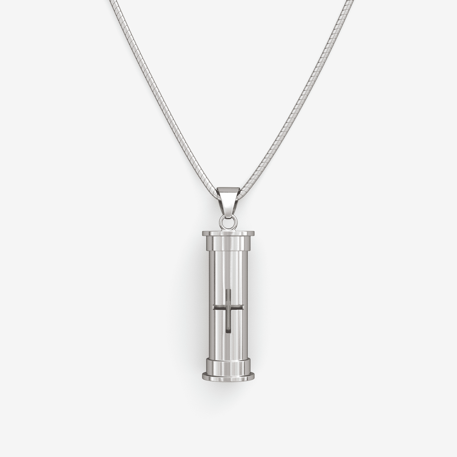 Cross Memory Pedant Capsule silver self-fill urn pendant for ashes, cross, handmade in uk, Ashes visible self fill urn necklace, ashes jewellery, ashes keepsakes, pets ashes, handmade in uk memorial jewellery, visible ashes, cross, crucifix  self fill urn pendant, trusted uk jewellery, premium quality, best self fill ashes jewellery, cylindrical urn, cylindrical ashes pendant, sterling silver, unique, engraved, personalised