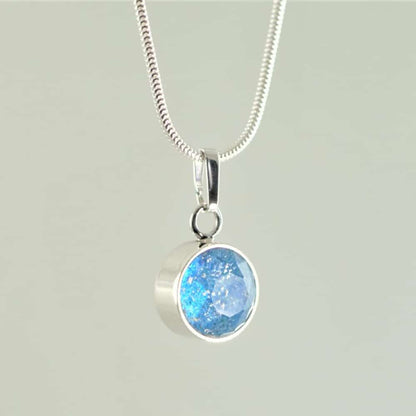 Small Faceted Round Pendant - Aqua