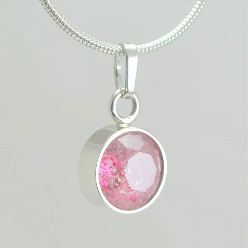 Small Faceted Round Pendant - Pink