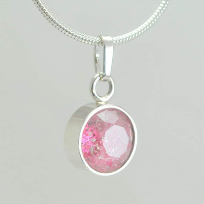 Small Faceted Round Pendant - Pink