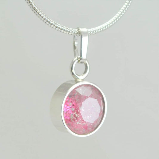 Small Faceted Round Pendant - Pink