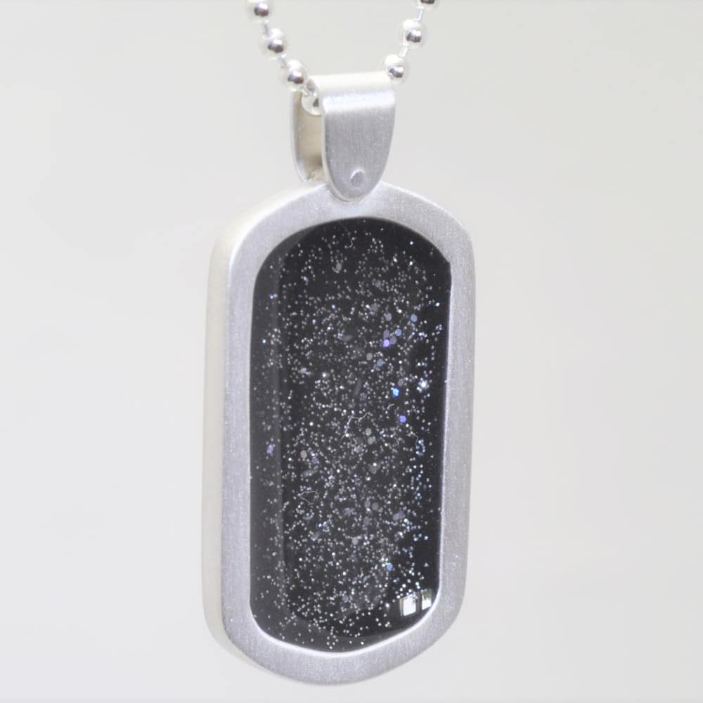 Crystallure Silver Dog Tag - Black