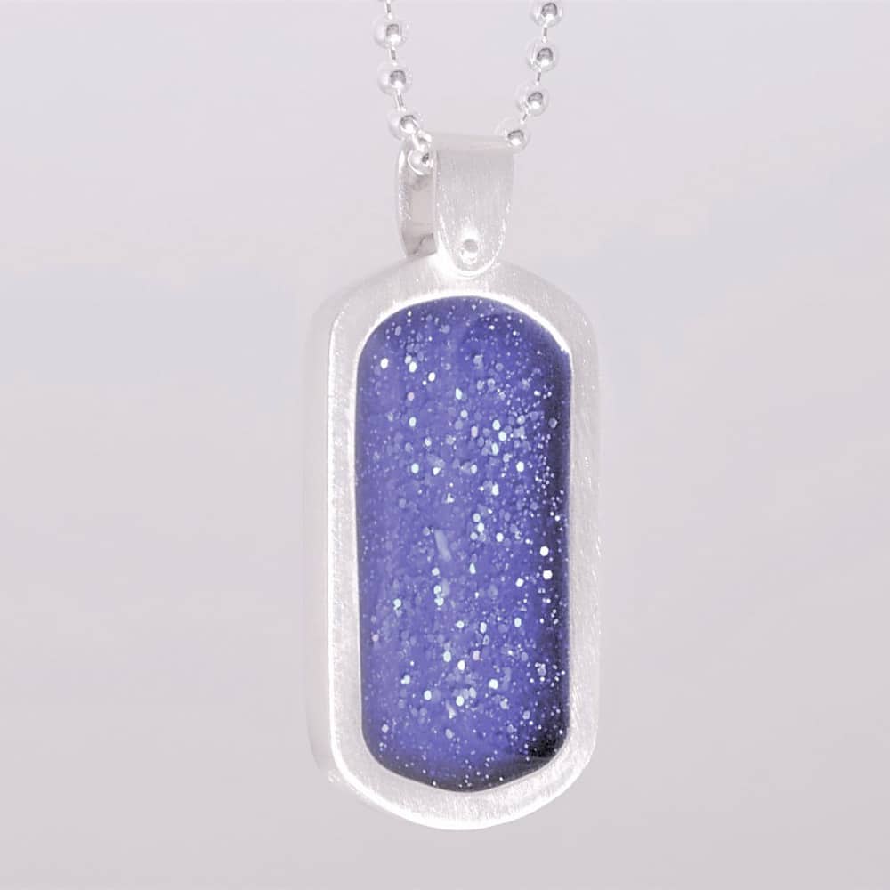 Crystallure Silver Dog Tag - Blue