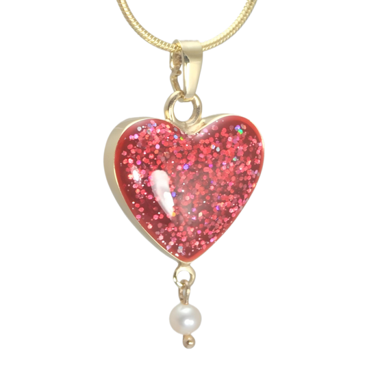 Memorial Starlight Heart and Pearl Necklace