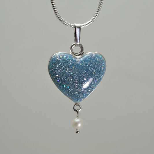 Memorial Starlight Heart and Pearl Necklace
