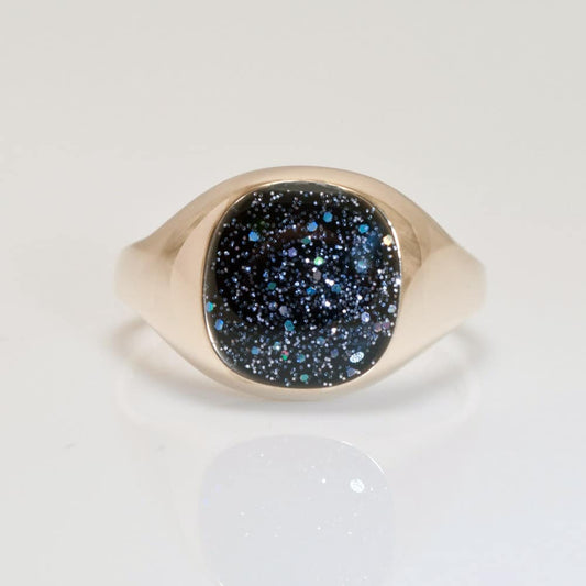 Crystallure Signet Ring - Gold & Black