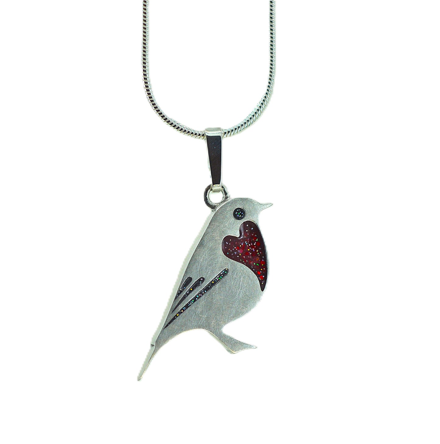 Silver Robin Memorial Pendant for Ashes, Hair or Fur