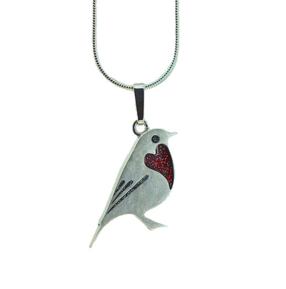 Silver Robin Memorial Pendant for Ashes, Hair or Fur