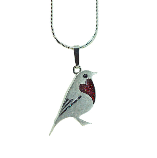 Silver Robin Memorial Pendant for Ashes, Hair or Fur