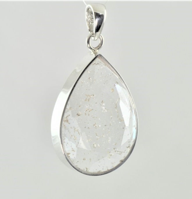 Crystal Glass Teardrop Memorial Silver Pendant