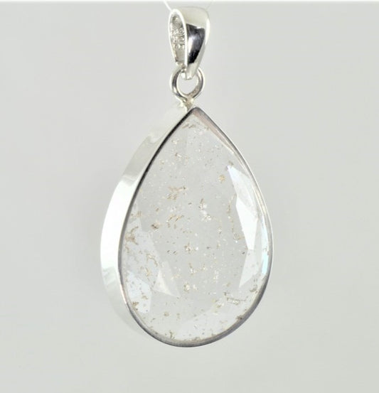 Crystal Glass Teardrop Memorial Silver Pendant