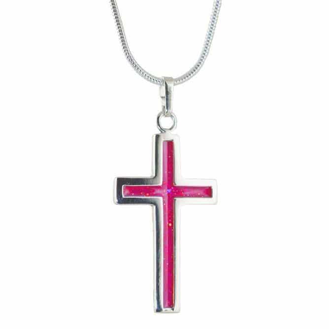 Eternity Crystallure Cross, 45cm snake chain 