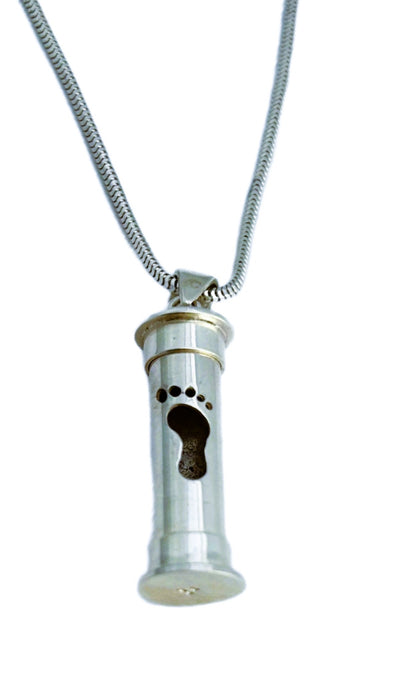 Sterling Silver Footprint Memorial Memory Pendant