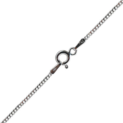 Silver chain necklace with clasp on a white background