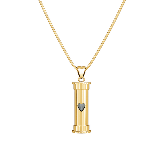 gold self-fill urn pendant for ashes handmade in uk, Ashes visible, ashes keepsake jewellery, heart necklace
