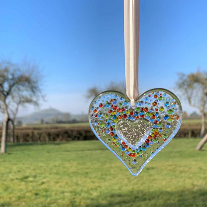 Memorial Heart Shaped Glass Sun-Catcher