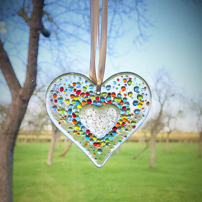 Memorial Heart Shaped Glass Sun-Catcher