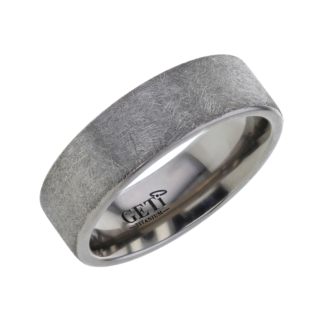 Modern Wire Brushed Titanium Memorial Ring