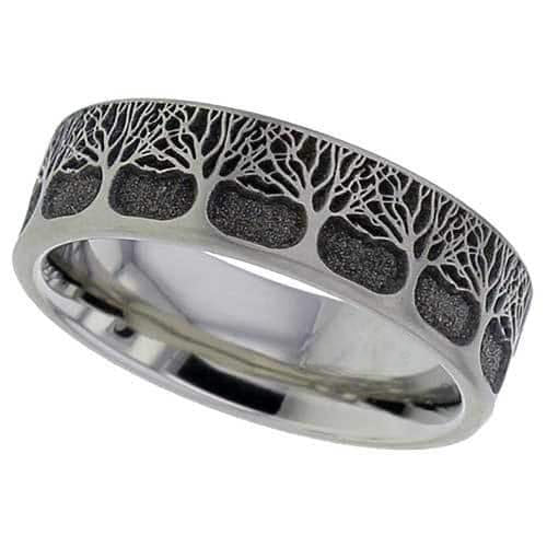 Tree Of Life Titanium Memorial Ring