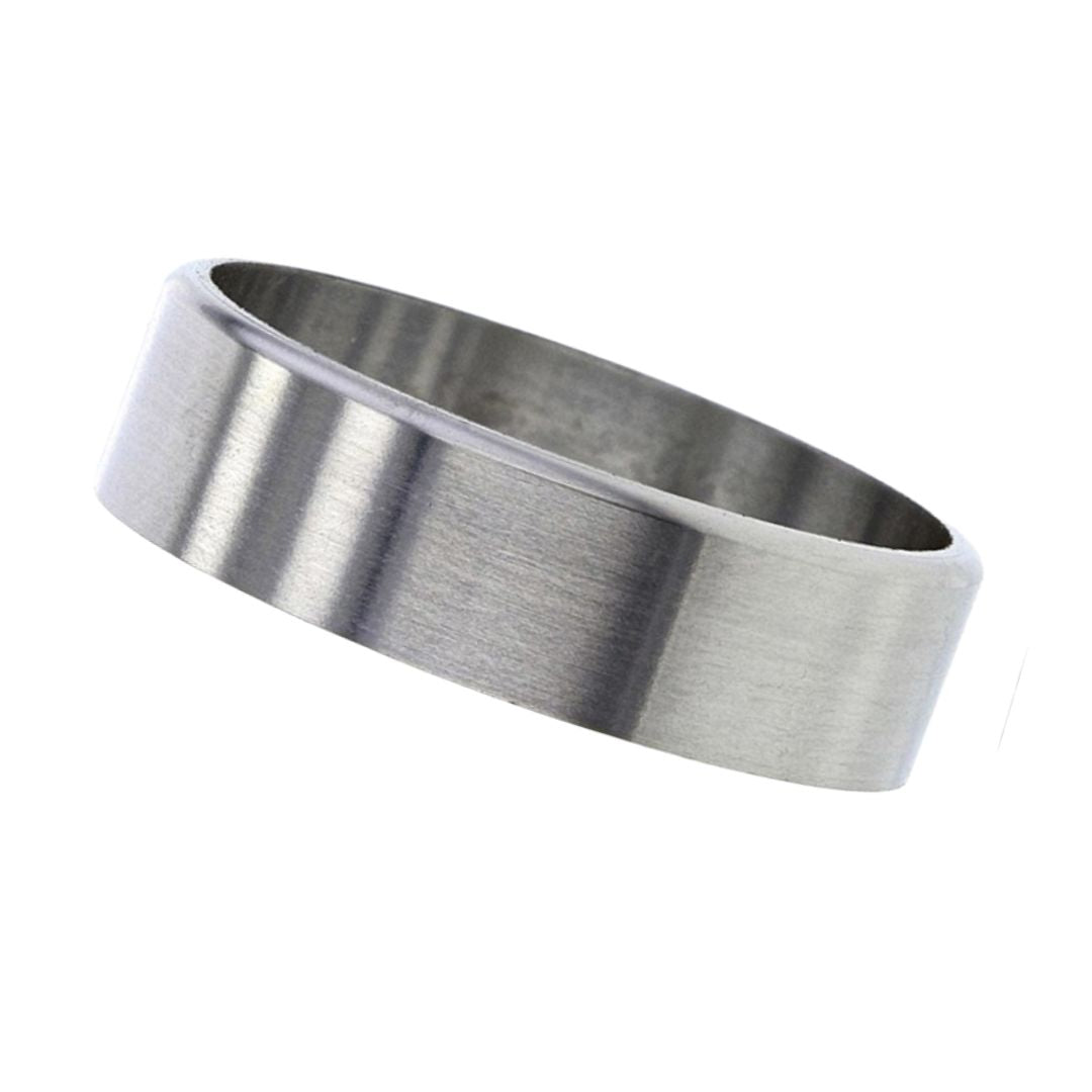 Wide Titanium memorial ring for ashes, with a polished finish style on a white background