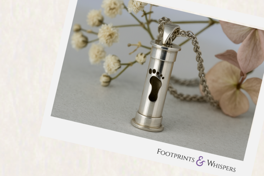 self fill urn necklace, ashes jewellery, ashes keepsakes, pets ashes, handmade in uk memorial jewellery, hidden ashes, footprint, self fill urn pendant, trusted uk jewellery, premium quality, best self fill ashes jewellery, cylindrical urn, cylindrical ashes pendant