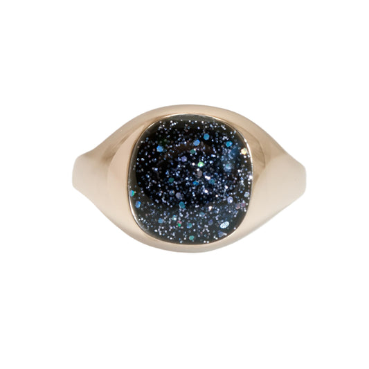 Gold ashes ring in black sparkle