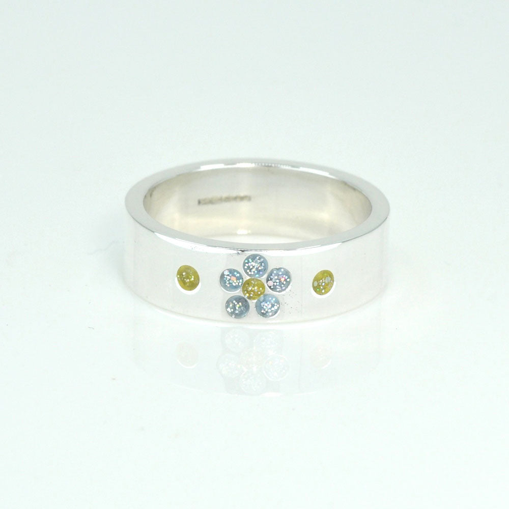 Crystallure Sterling Silver Forget-Me-Not Band Ring