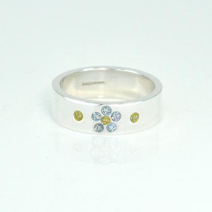 Crystallure Sterling Silver Forget-Me-Not Band Ring