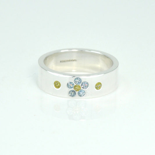 Crystallure Sterling Silver Forget-Me-Not Band Ring