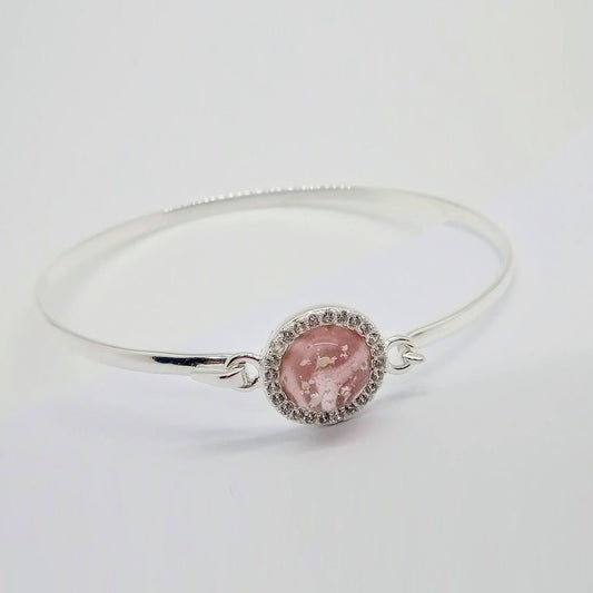 Ashes Glass Cubic Zirconia Edged Memorial Bangle