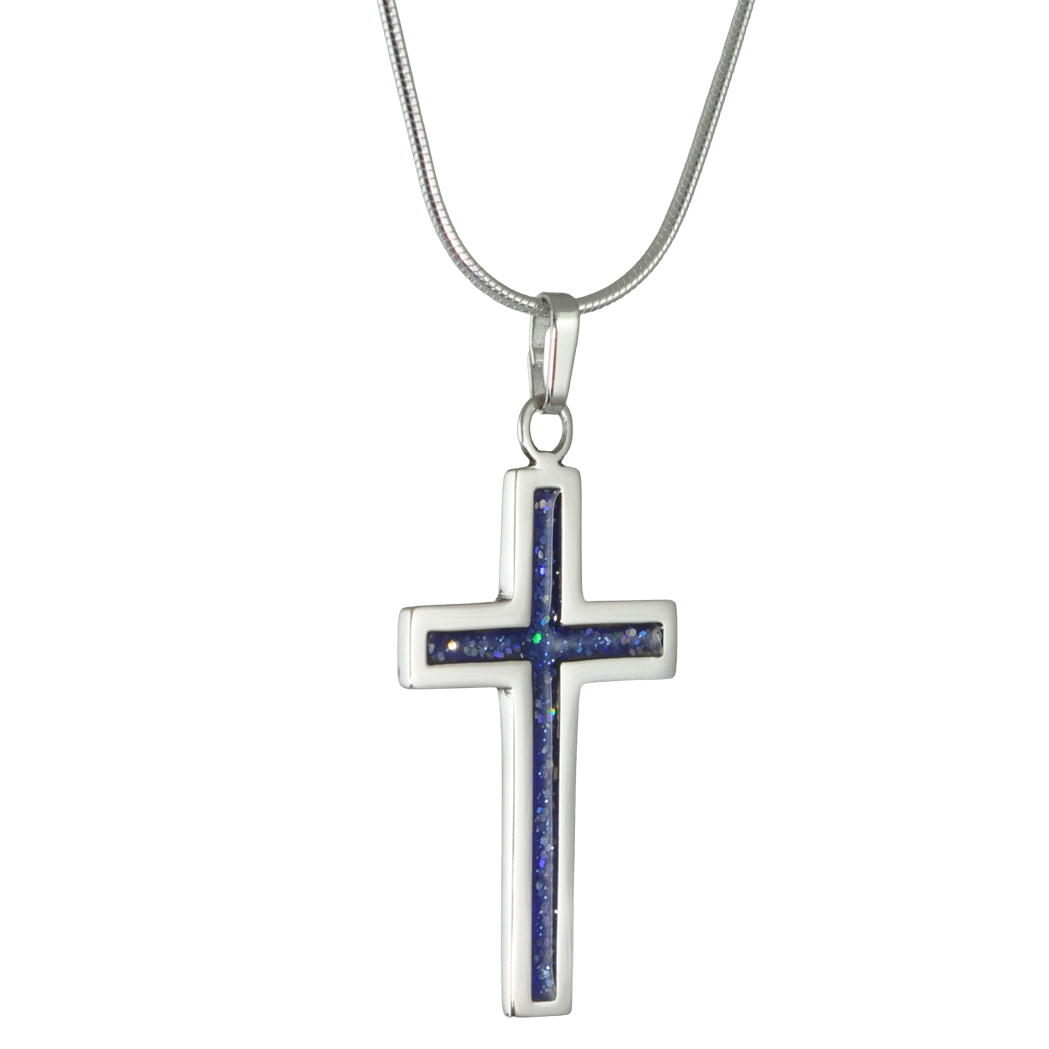 Classic Cross Ashes Memorial Necklace with Snake Chain