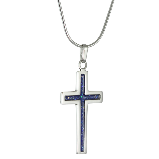 Classic Cross Ashes Memorial Necklace with Snake Chain