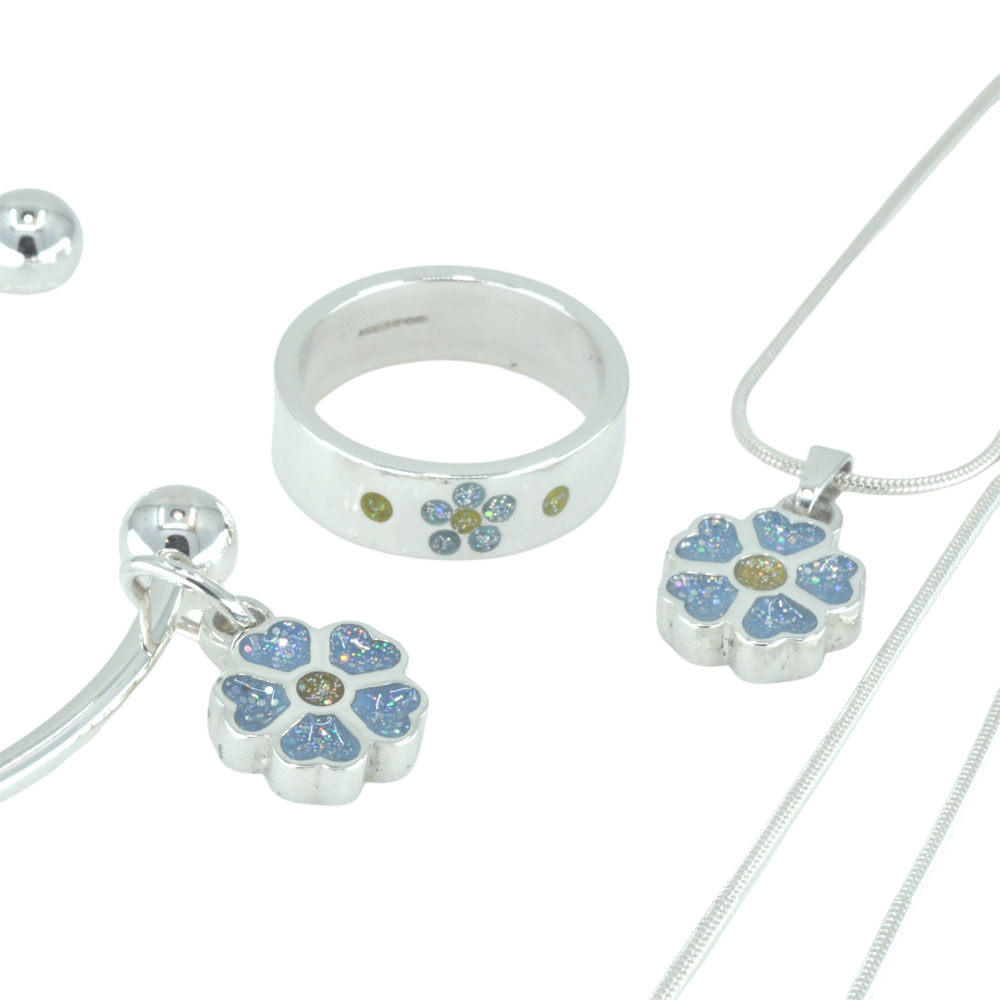 Silver Forget-Me-Not Flower Charm Bracelet for Ashes