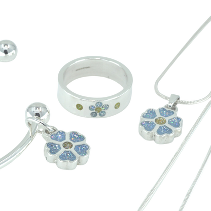 Silver Forget-Me-Not Flower Charm Bracelet for Ashes